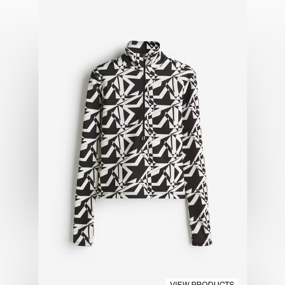 NWT Perfect Moment for H&M Black and White Geometric Top Sold Out